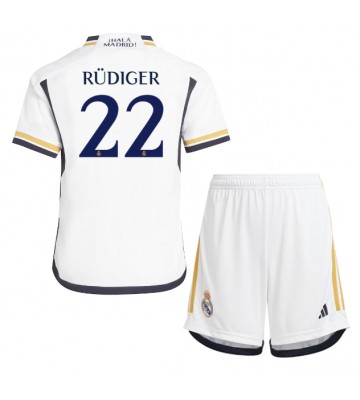 Real Madrid Antonio Rudiger #22 Replika Babytøj Hjemmebanesæt Børn 2023-24 Kortærmet (+ Korte bukser)